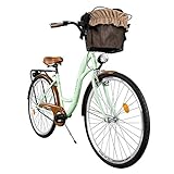 Milord. Komfort Fahrrad mit Rückenträger, Hollandrad, Damenfahrrad, 1-Gang, Mint Grün, 26 Zoll