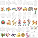Elfinfi 20 Stück Bügelperlen Platten, 5mm Bügelperlen Vorlagen, Transparente Bügelperlen Formen, 20 Muster Steckplatten Bügelperlen für Kinder Geschenk Jungs M