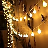 Lichterkette Innen, [100 LED]10M 8 Modi Lichterkette Kugeln, Lichterkette Außen/Innen mit Stecker, LED Lichterkette Deko für Kinderzimmer, Garten, Party, Weihnachtsbeleuchtung, Warmweiß
