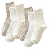 Ruzister® 3 Paar Damen-Crew-Socken aus Premium-Baumwolle Stricken, niedliche, ästhetische Sportsocken für Freizeitkleidung, Bequeme Socken Geschenk für Frauen