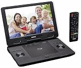 Lenco BRP-1150 tragbarer Blu-Ray DVD-Player - 11,5” drehbarer TFT Bildschirm mit 1024 x 600 Pixel - integrierter Akku - mit Netz- und KfZ-Adapter - USB Eingang - AV-Out - HDMI - Schw