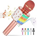 Cvozo Karaoke Mikrofon, 4 in 1 Drahtloses Bluetooth Mikrofon für Kinder, Lustige Geschenke Spielzeug für Teenager Mädchen Jungen, Tragbares KTV Lautsprecher Recorder für ios/Android/PC