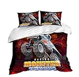 Monster-Truck-Bettwäsche-Set, 3-teilig, 1 Bettbezug mit 2 Kissenbezügen, keine Bettdecke (229 x 200 cm, 3 Stück)