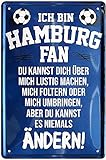 Blechschilder ICH Bin Hamburg Fan Metallschild für Fußball Begeisterte Dekoschild Geschenkidee 20x30 cm