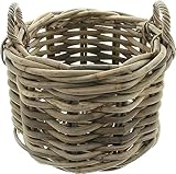 großer Rattan-Korb 'Rustikal' Ø 50 cm, Aufbewahrungskorb, Kaminholzkorb geflochten, Spielzeugkorb, Blumen-Übertopf rund, Flechtkorb