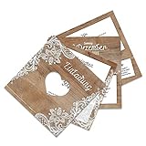 30 x Hochzeitseinladungen Hochzeit Einladungskarten Einladungen individuell Fächerkarten Fächer - Rustikal mit weißer Spitze