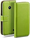 moex Klapphülle für Nokia Lumia 630/635 Hülle klappbar, Handyhülle mit Kartenfach, 360 Grad Schutzhülle zum klappen, Flip Case Book Cover, Vegan Leder Handytasche, Grün