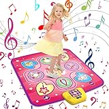 Hot Bee Tanzmatte Spielzeug für Kinder, Mädchen Musik-Tanz-Spielmatte mit LED-Leuchten, Einstellbarer Lautstärke, 5 Spielmodi, integrierter Musik, Tanzunterlage Geschenke für 3 4 5 6 7 8 9 Mädchen