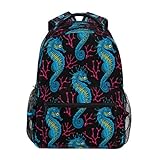 Laptop-Rucksack für Jungen, mit Seepferdchen-Motiv, Pink