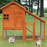 zooprinz Hasenstall - Kaninchenstall Landhaus massiven Holz ideal für draußen - Besonders einfach und schnell zu reinigen Besonders Besonders einfach und schnell zu reinigen