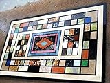 Gifts And Artefacts 91,4 x 183,9 cm, geometrisches Muster, Einlage, Arbeitstischplatte für Gartendekoration, rechteckige Form, schwarzer Marmor-Esstisch