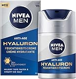 Nivea Men Anti-Age Hyaluron Feuchtigkeitscreme (50 ml), Gesichtscreme mit LSF 15 mildert selbst tiefe Falten, schnell einziehende Gesichtspflege mit Hyaluron