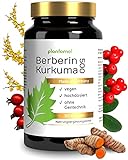 plantomol® Berberin 500-mg Kapseln mit 500mg Kurkuma - 90 Berberin Kapseln aus reinem Berberin Extrakt - 11 Inhaltsstoffe u.a. mit Chrom, Vitamin C & L-Carnitin - Made in Germany - 100% vegan