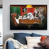 Lustige Tierkunstposter und Bulldogge spielende Drucke Karten Leinwandmalerei Wandbilder für moderne Wohnzimmer Wohnkultur 60 x 80 cm (24 x 31 Zoll) ohne Rahmen