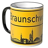 WANDKINGS® Tasse, Skyline Braunschweig - SCHWARZ