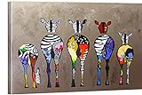 Banksy Bilder Leinwand Zebra Herd Colourful Rears Street Graffiti Art Leinwandbilder Bild auf Leinwand Wandbild Kunstdruck Wanddeko Wand Wohnzimmer Wanddekoration Deko 80x65cm / 32x26 inches