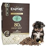 Empire Welpen Trockenfutter - 1,8kg - Hundefutter Trocken Getreidefrei - Kleine Rassen - 80% Frisches Wildfleisch und Lammfleisch - Hypoallergen - Glutenfrei - 100% Natürlich