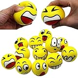MIMIEYES Stressball Streßball Knautschball Antistressball lustige Gesichter Softball Emoji Gesicht Squeeze Bälle, Finger Übung / Stress Relief Emotionale Spielzeug (12 Stück)
