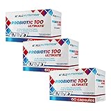 3x ALLNUTRITION Probiotic 100 Ultimate | 60 Kapseln je Packung (insg. 180 Kapseln) | Bakterienkulturen Mikroorganismen Probiotikum Probiotika Darmflora | Nahrungsergänzungsmittel (3er Pack)