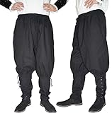 MAYLYNN Mittelalter Hose mit Taschen und Schnürung Wikinger Kelte, schwarz, Größe:M