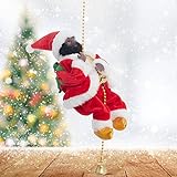 Achort Kletternder Weihnachtsmann am Seil Indoor und Outdoor Elektrisch Weihnachtsmann Klettern Nikolaus Weihnachtsdekoraion Plüsch Puppe Spielzeug für Wände Fenster Garten und Weihnachtsbaum