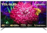 TCL 65C715 QLED Fernseher 165 cm (65 Zoll) Smart TV (4K Ultra HD, HDR 10+, Dolby Vision Atmos, Triple Tuner, Android TV, Hands-Free Voice Control, Google Assistant & Alexa, rahmenloses Metalldesign)