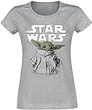 Star Wars The Mandalorian - Child Sketch - Grogu Frauen T-Shirt grau meliert M