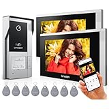 TMEZON WLAN IP 1080P Video Türsprechanlage 2-familienhaus,4 Draht Technik,7''IP Touchscreen,APP/Swipe Card Unlock,Bewegungsmeldung,Aufnahme und WiedergabeTürsprechanlage mit türö