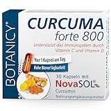 BOTANICY Curcuma forte - Flüssiges NovaSOL Curcumin plus Vitamine C und D - Hochdosiert, Hohe Bioverfügbarkeit - 30 Kurkuma Kapseln