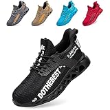 Furuian Sicherheitsschuhe Herren Damen Leicht Arbeitsschuhe Herren sportlich Atmungsaktiv Sneakers mit Stahlkappe rutschfest Fitness Turnschuhe (43EU,Schwarz)