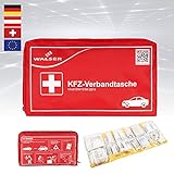 WALSER KFZ-Verbandtasche, Auto-Verbandskasten, Erste Hilfe Koffer, Notfall-Set Auto, Erste Hilfe Tasche DIN 13614, First Aid Kit rot 44264