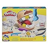 Play-Doh Zahnarzt Dr. Wackelzahn, Spielzeug für Kinder ab 3 Jahren mit Kariesknete und metallfarbener Knete, 10 Knetwerkzeugen, 8 Dosen à 56 g