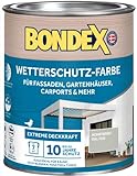 Bondex Wetterschutz Farbe Achatgrau (RAL7038) 0,75 L für 7 m² | Extreme Deckkraft | Hervorragende Witterungsbeständigkeit | seidenglänzend | Wetterschutzfarbe | Holzfarbe