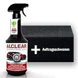 🅰 ALCLEAR 721RK Auto Reifenglanz Reifen-und Kunststoffpflege, Gummipflege, seidenmatt, 1.000 ml, mit Auftragsschwamm, schwarz