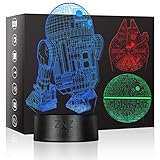ZNZ 3D Lampe, LED Illusion Led Nachtlicht, 16 Farbwechsel 3 Modell mit Remote & Smart Touch Lampe Weihnachts Geschenke für Kinder Männer F