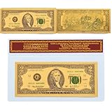 YIQILAFADA 1 x 2-Dollar-Schein mit Halter, goldener Dollarschein, Business-Geschenk für S