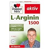 Doppelherz L-Arginin 1500 - Mit der hochwertigen Aminosäure L-Arginin - 30 gluten- und laktosefreie Kapseln