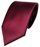 TigerTie Designer Satin Krawatte in rot bordeaux einfarbig uni