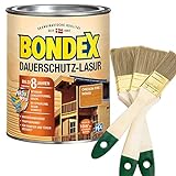 Bondex Dauerschutz-Lasur 2,50l und 4,00l (inkl. Nordje Pinsel-Set 3-teilig) (4L, Oregon Pine)