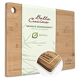 Bella Cucina© Original Profi Bambus Schneidebrett Saftrille | Massives Küchenbrett aus Holz als Einzel| Inklusive Saftrille und Loch zum Aufhängen (Einzelbrett 40x30cm)