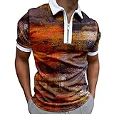 CHENGZI Herren Mode Revers Half-Zip Hemd Sommer T Shirts Regular Fit Freizeit Kurzarmshirt Leicht Atmungsaktivit Sportshirt Bunte Druck Kurzarm mit Reißverschluss Golf T-Shirt