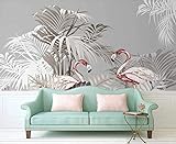 Hand gezeichnete tropische Pflanze Flamingo Palme Tapete Vlies Tapete 3D-Effekt Wandbild Wanddekoration fototapete 3d Tapete effekt Vlies wandbild Schlafzimmer-430cm×300cm