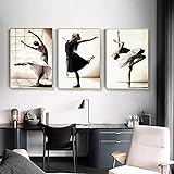 beyond6688 Ballerina-Wand-Kunst-Leinwand-Drucke Schwarzes Mädchen-Leinwand-Malerei für Wohnzimmer-Wand-Dekor Tango-Tänzer Poster und Drucke