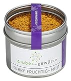 Gewürzmischung Zauber der Gewürze Curry fruchtig-mild in Premium-Qualität - feines Gewürz in Aromadose - für Reisgerichte, Geflügel oder Gemüse, 55g