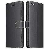 ELESNOW Hülle für iPhone 6 / 6s, Premium Leder Flip Wallet Schutzhülle Tasche Handyhülle für Apple iPhone 6 / 6s (Schwarz)