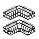 ZVZM Duschablage Ohne Bohren Schwarz Eckregal, Duschregal 2er-Pack, Badregal Ohne Bohren, Shower Shelf Mit 4 Haken, Shampoo Halterung für Dusche, Dusche Halterung für Badezimmer, Kü