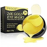 24K Gold Puder Gel Eye Mask, Collagen Augenmaske, 30 Paare Augenpads Augenringe, Premium Anti-Aging, Feuchtigkeitscreme für Augenfalten, Puffiness, Entfernen Taschen