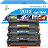 TRUE IMAGE 201X CF400X Kompatibel für HP 201X 201A Color Laserjet Pro MFP M277dw Toner M277n M277c6 M277 M252dw M274n M252n CF400A CF401X CF402X CF403X Multipack (Schwarz Cyan Gelb Magenta 4er-Pack)