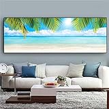 Landschaft Leinwand Gemälde Natürliches Meer Strand Kokospalme Poster und Drucke Bilder Wohnzimmer Wohnkultur-40x120cm Rahmenlos