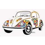 BRISA VW Collection - Großes & Stylishes selbstklebendes Volkswagen Wand-Tattoo-Aufkleber-Dekoration-Poster, mehrteilig VW Käfer (Flower Power)